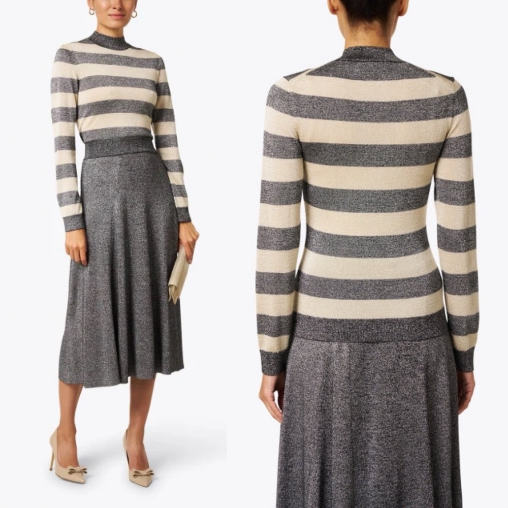 Hugo Boss Fiorelly Striped Mock Neck Sweater